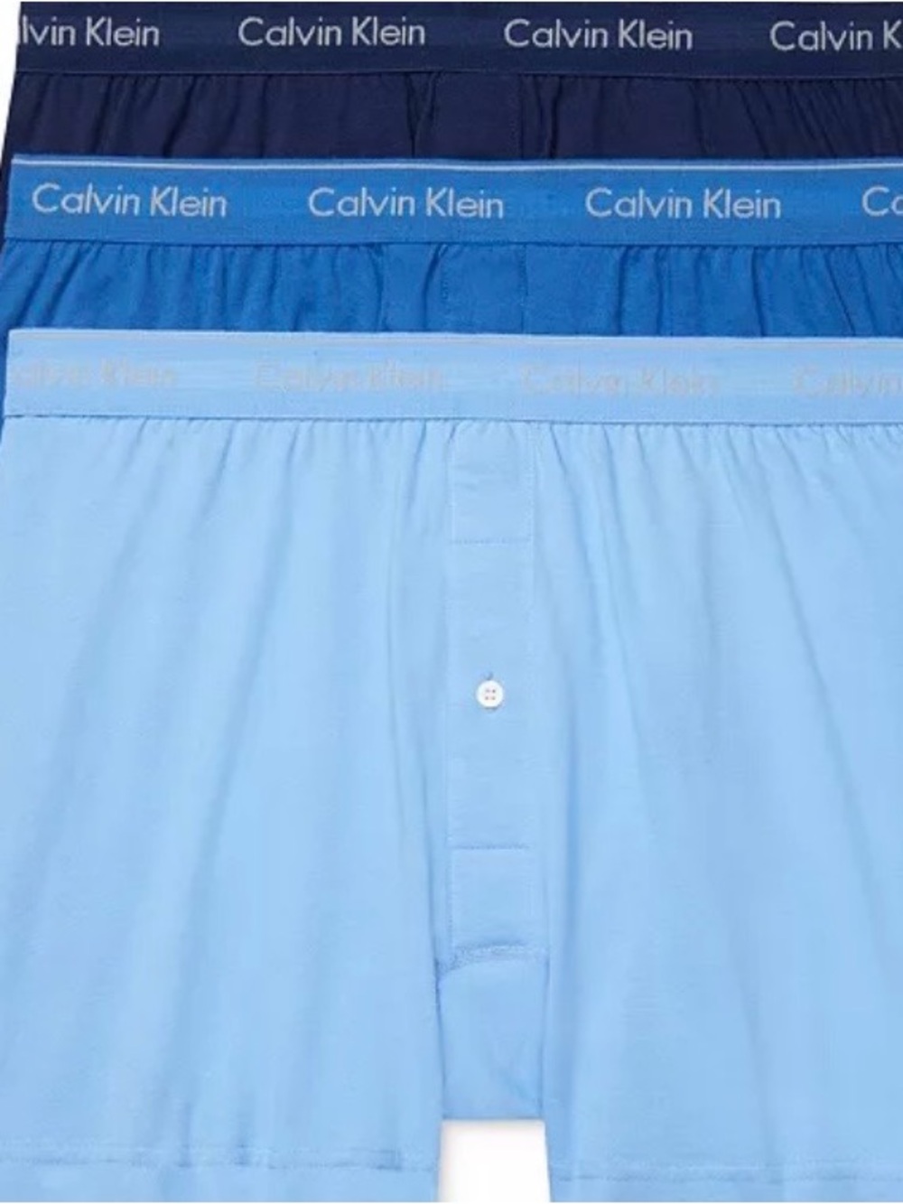 Calvin Klein Men's 3-Pack Cotton Boxer Shorts - Light Blue / Blue / Navy